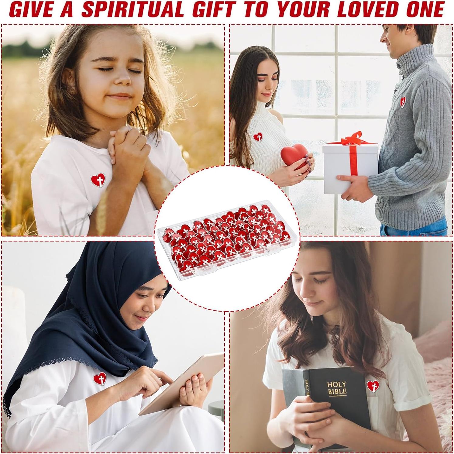 50 Pines Religiosos Corazón Rojo Sagrado Corazón de Jesús