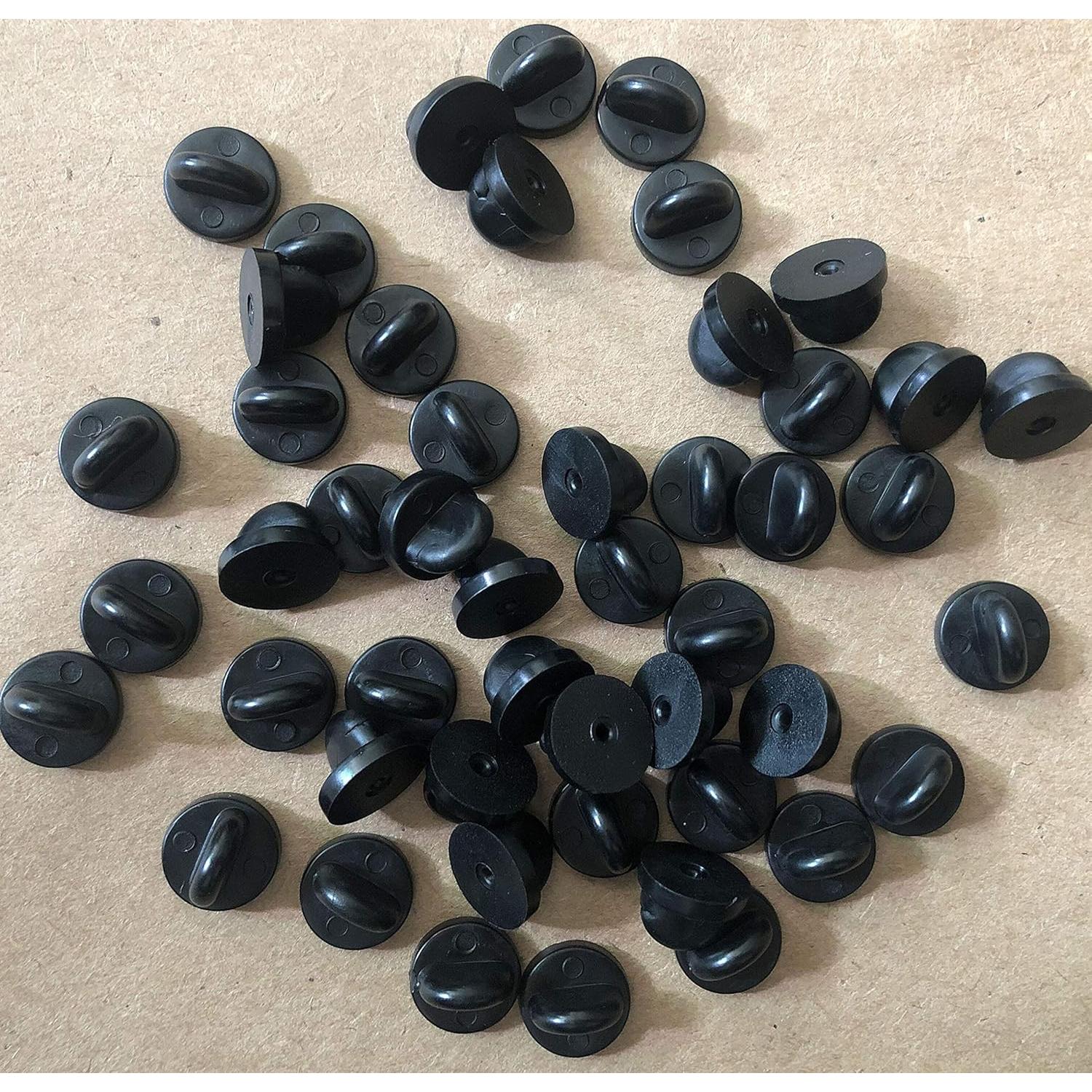 50 Respaldo de Pin de Goma PVC Clutch Mariposa Negro