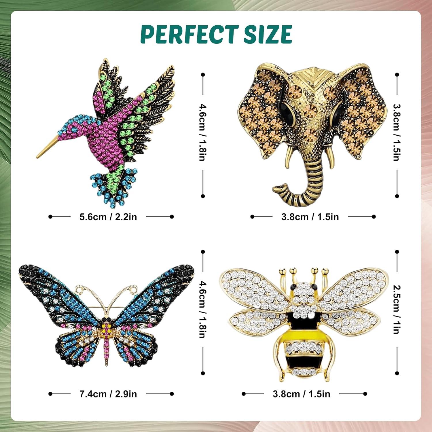 Juego de 4 Broches de Cristal Vintage para Mujeres - Accesorios Elegantes