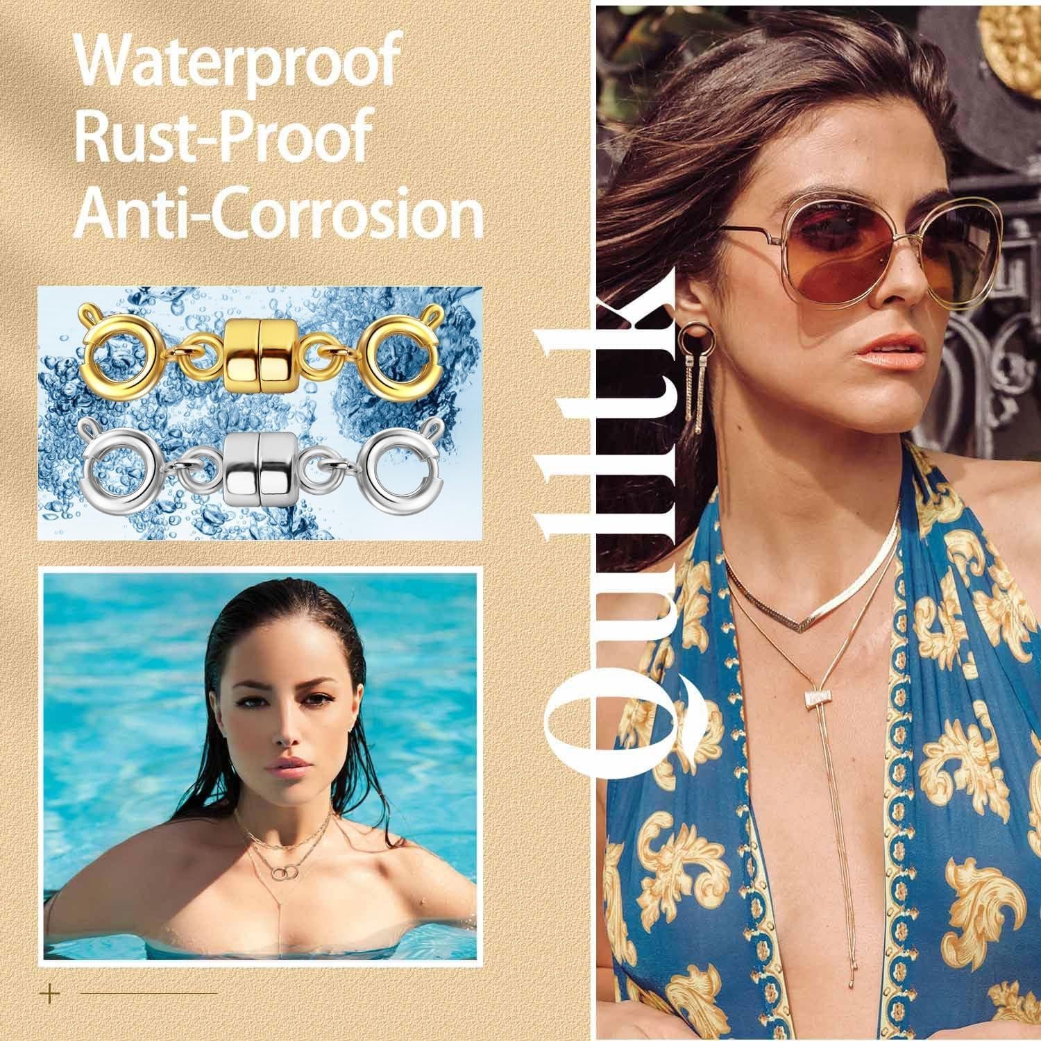 Cierres Magnéticos Dobles Qulltk 14K Oro y Plata 4 Pcs