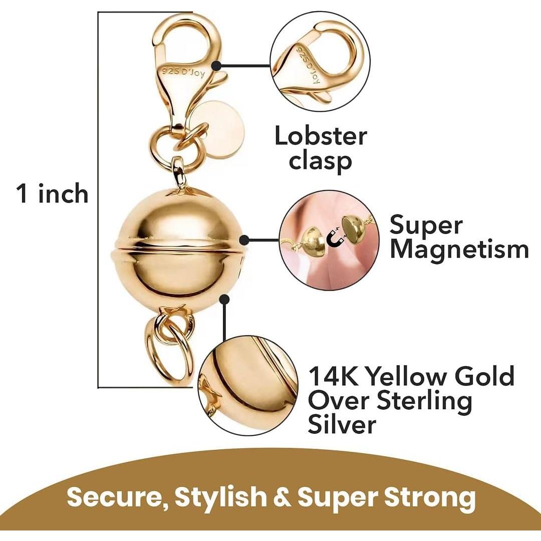 Conjunto de 3 Cierres Magnéticos 9mm Oro Amarillo 14K Plata 925