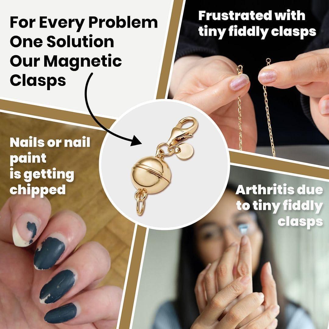 Conjunto de 3 Cierres Magnéticos 9mm Oro Amarillo 14K Plata 925