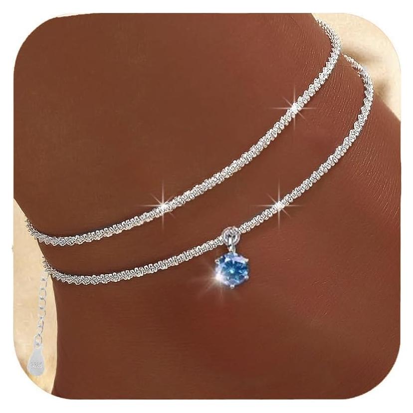 Pulsera de Tobillo Plateada para Mujeres - Plata Esterlina 925