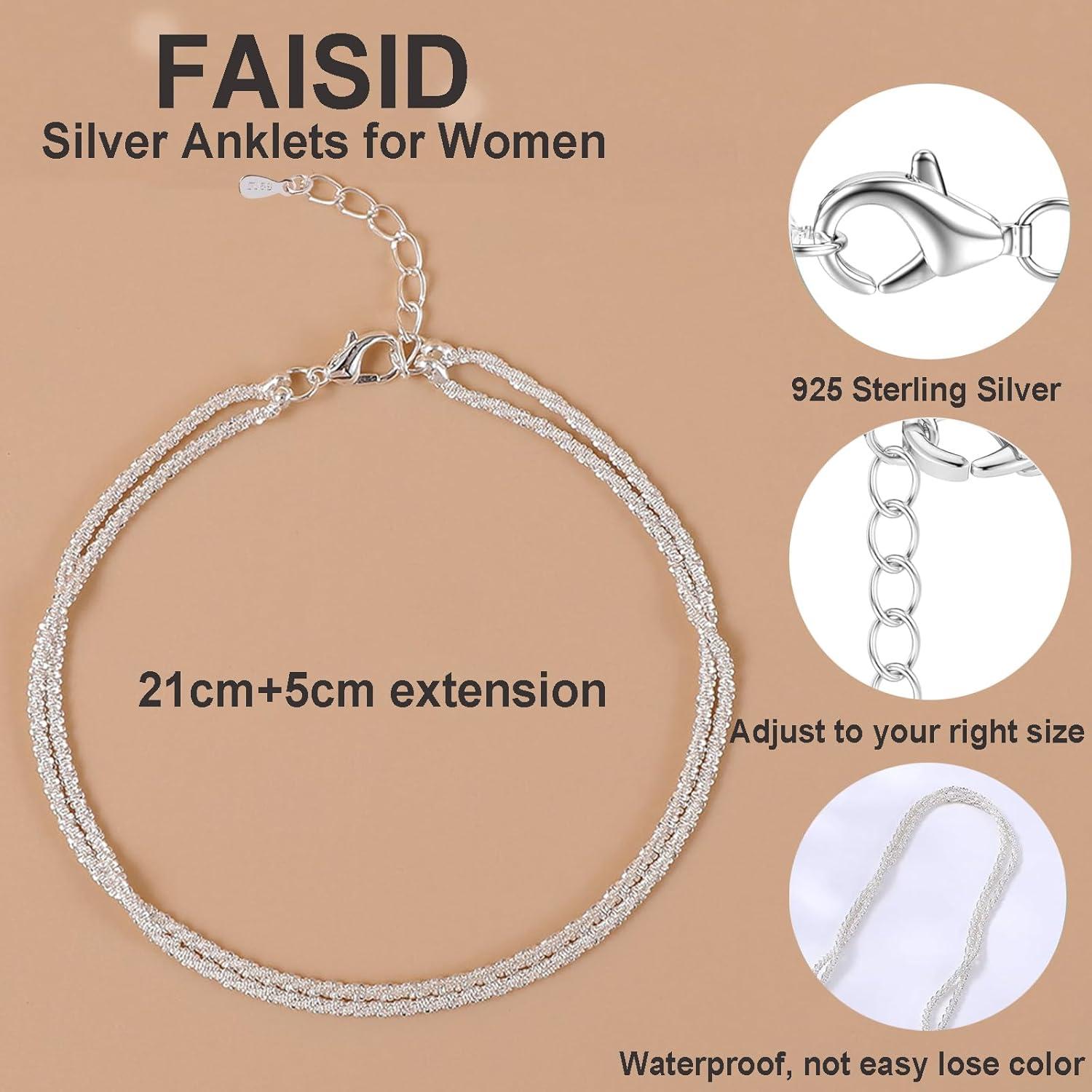 Pulsera de Tobillo Plateada para Mujeres - Plata Esterlina 925