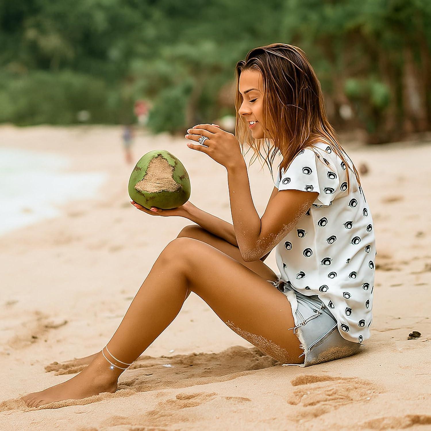 Pulsera de Tobillo Plateada para Mujeres - Plata Esterlina 925