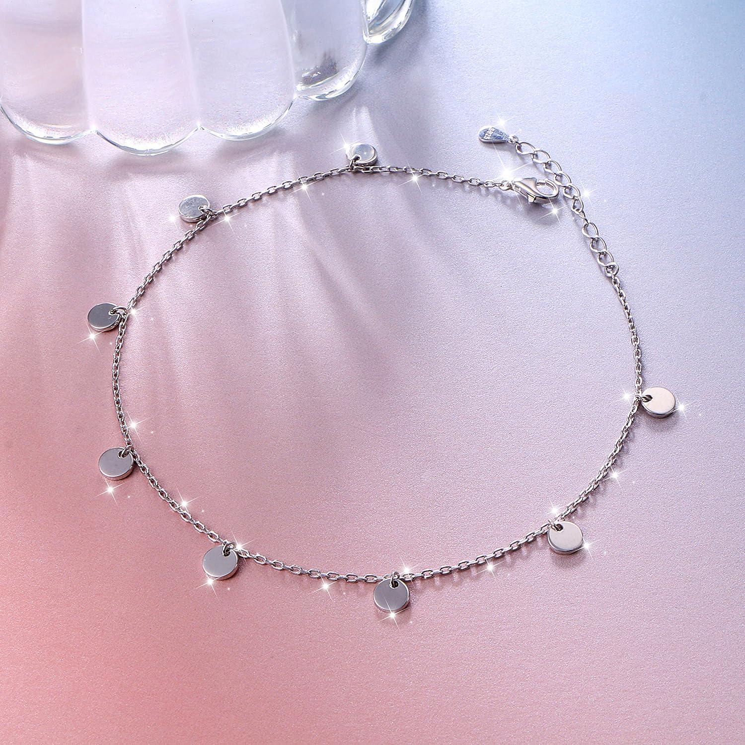 Tobillera de Plata Esterlina Ajustable para Mujeres 22.86 cm