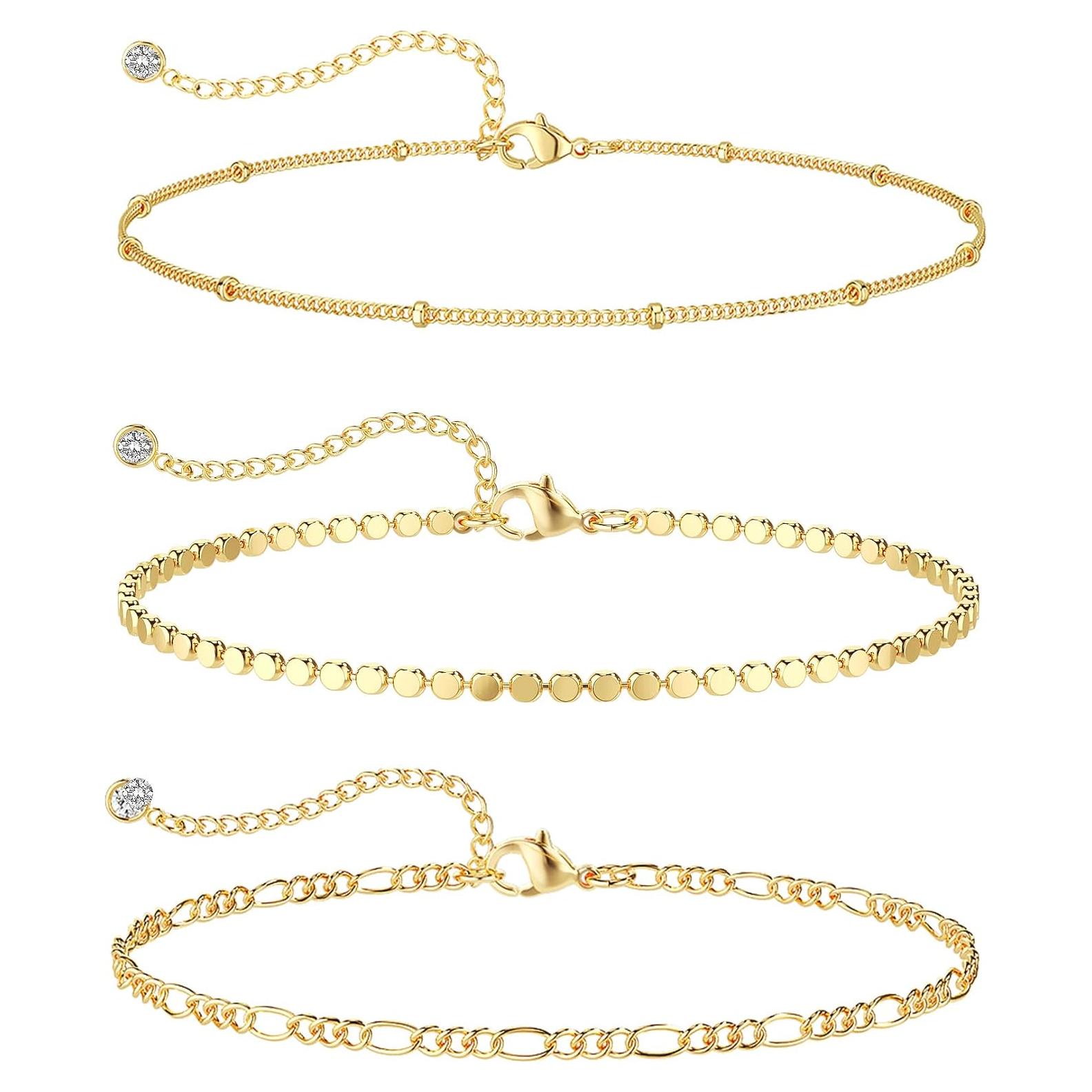 Pulseras de Tobillo de Oro 14K para Mujeres - Ajustables
