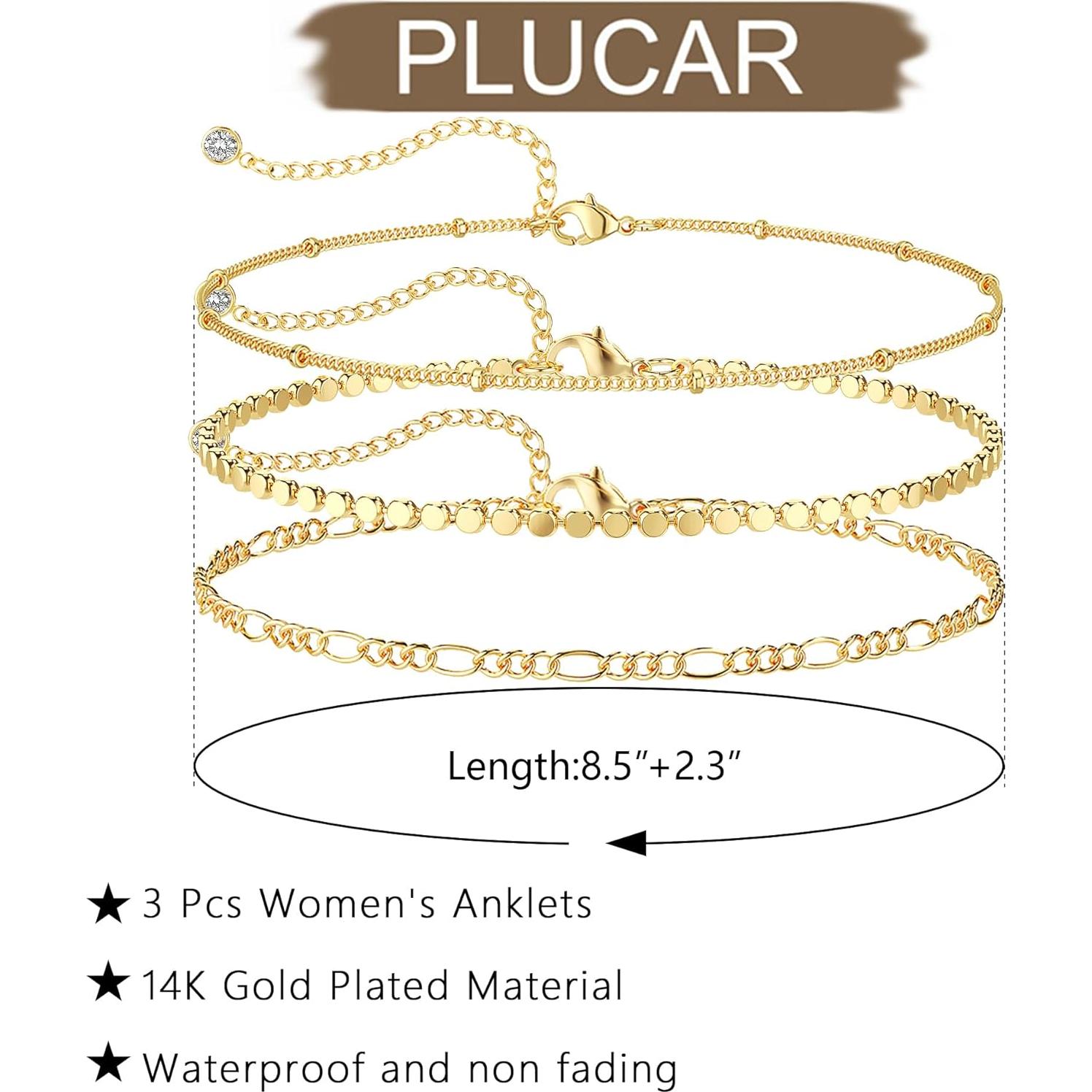 Pulseras de Tobillo de Oro 14K para Mujeres - Ajustables