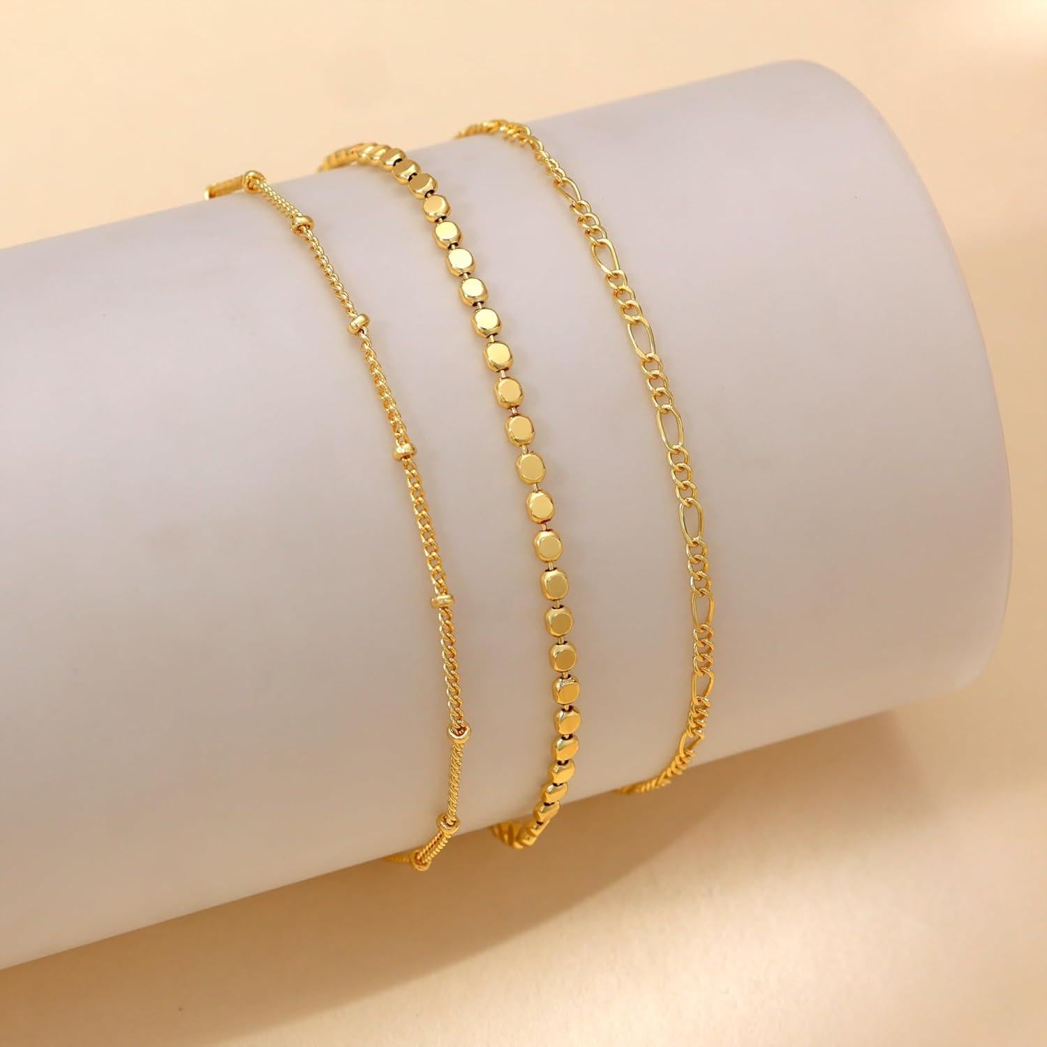 Pulseras de Tobillo de Oro 14K para Mujeres - Ajustables