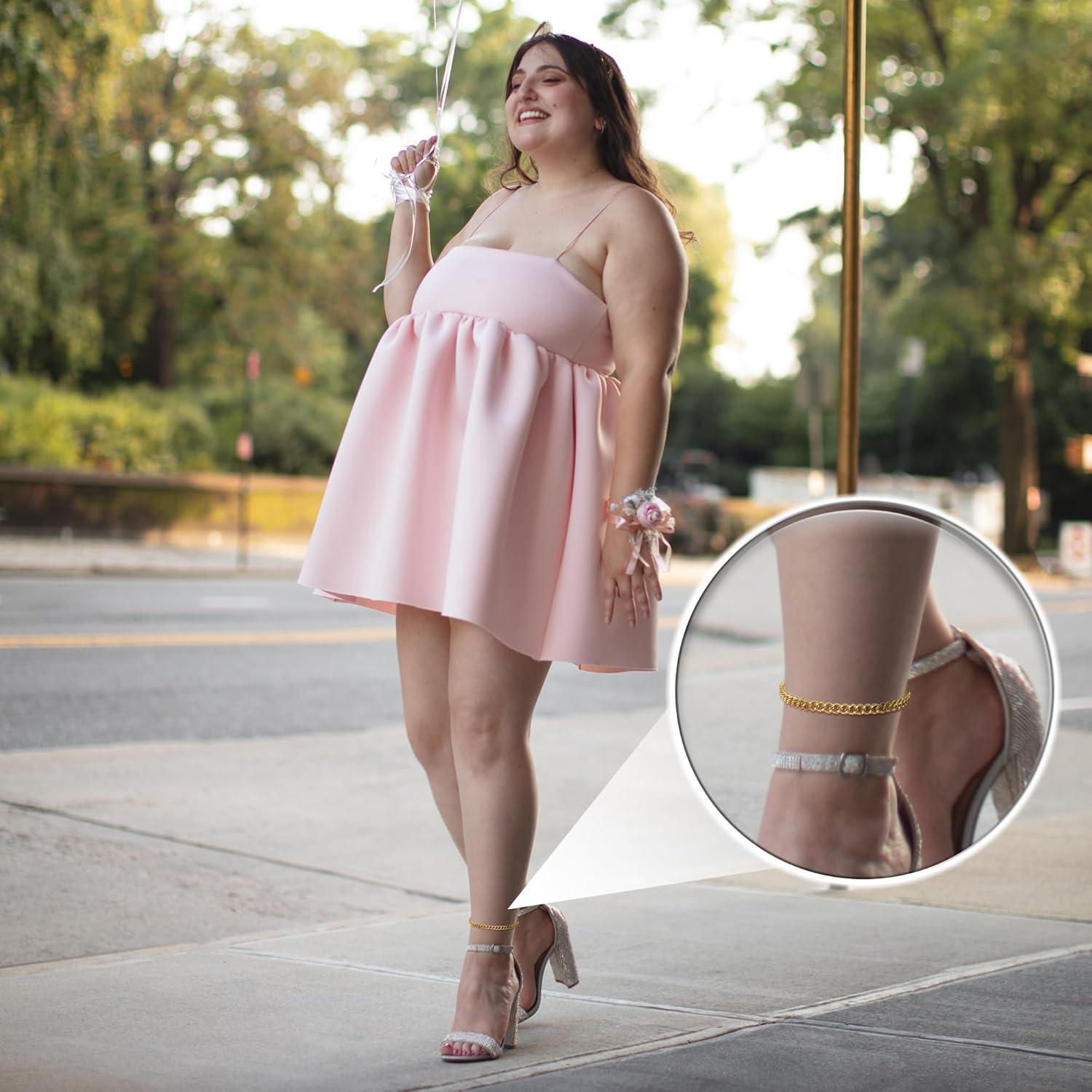 Tobilleras Ajustables de Oro 14K para Tobillos Grandes - HANCAO