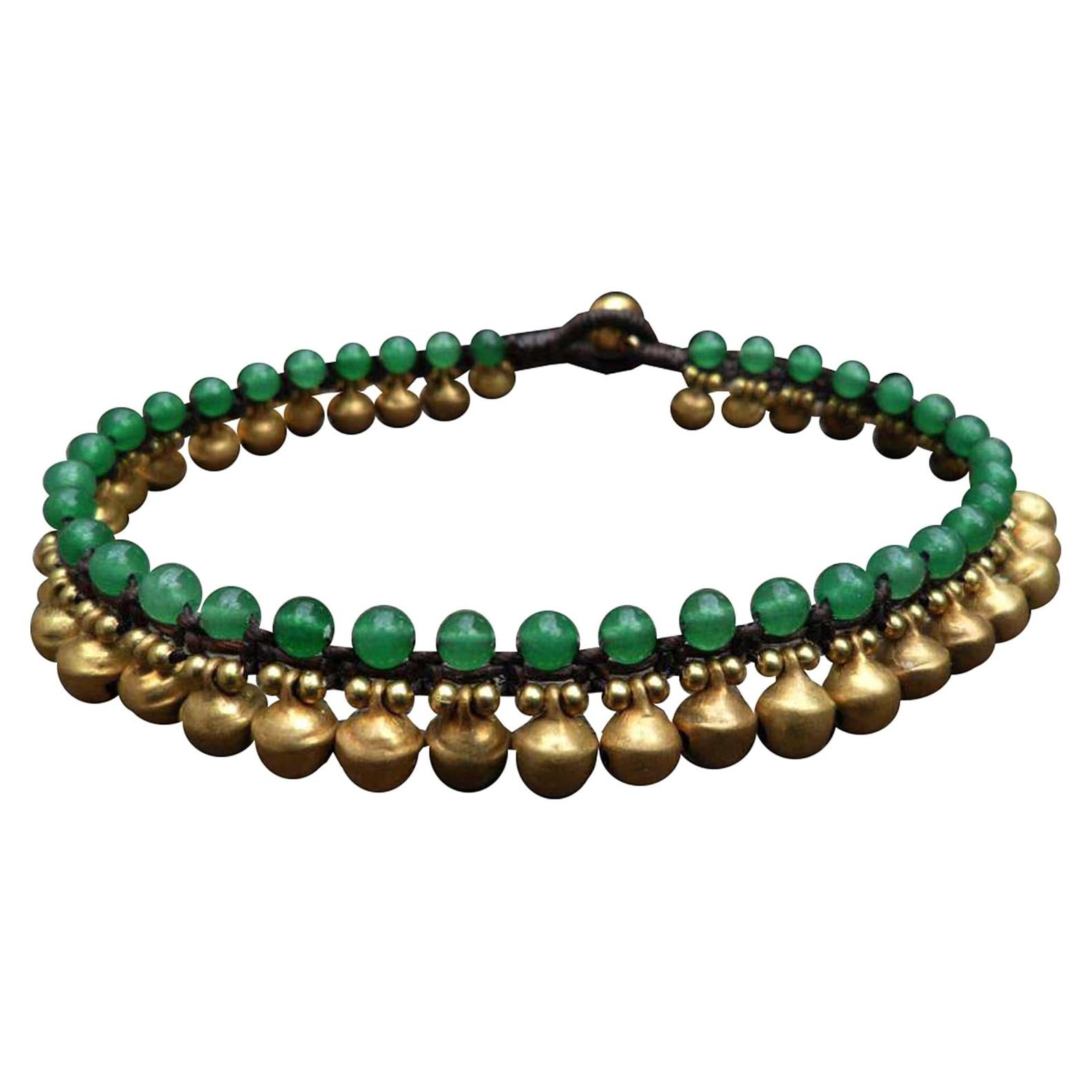 Pulsera de Tobillo de Jade Verde Infinityee888 25.4 cm