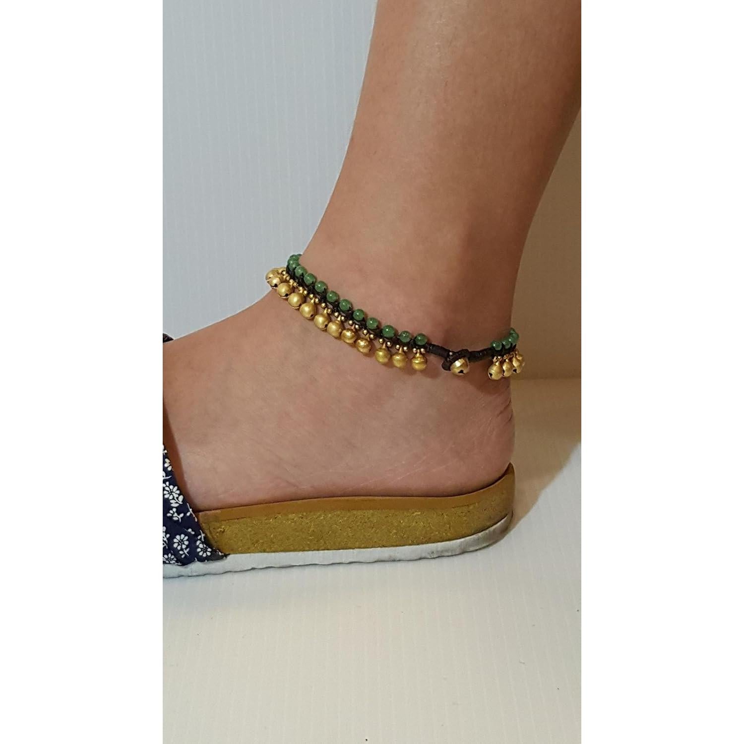 Pulsera de Tobillo de Jade Verde Infinityee888 25.4 cm