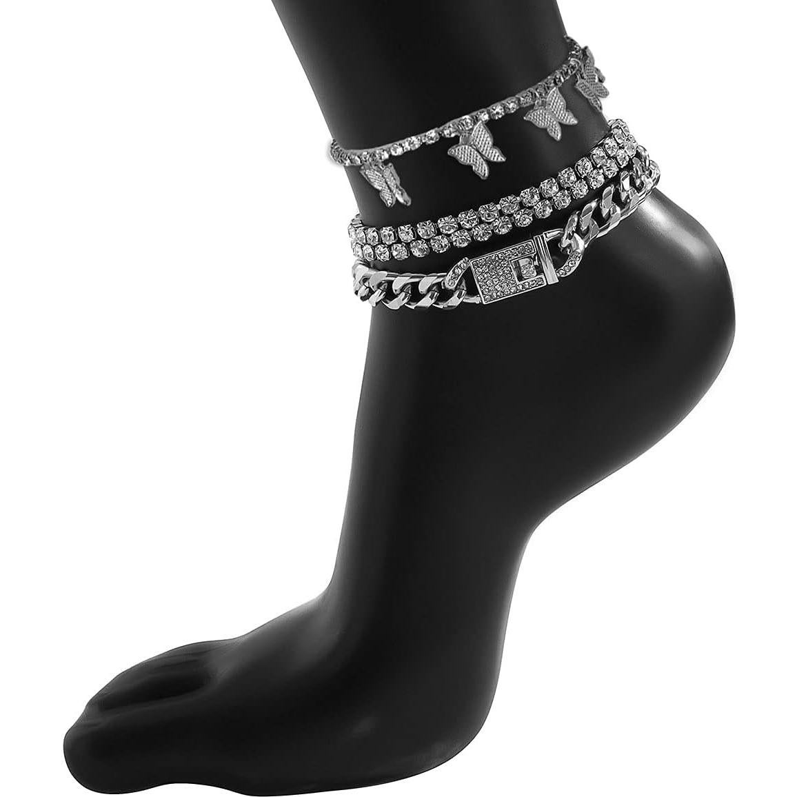 Pulsera de Tobillo Mariposa YFStyle con Rhinestones - Ajustable