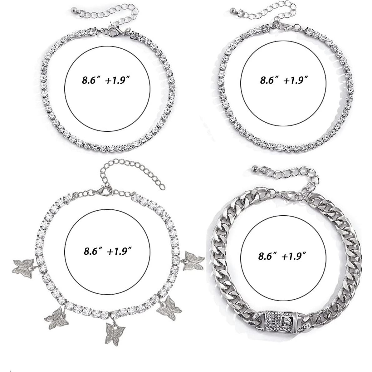 Pulsera de Tobillo Mariposa YFStyle con Rhinestones - Ajustable