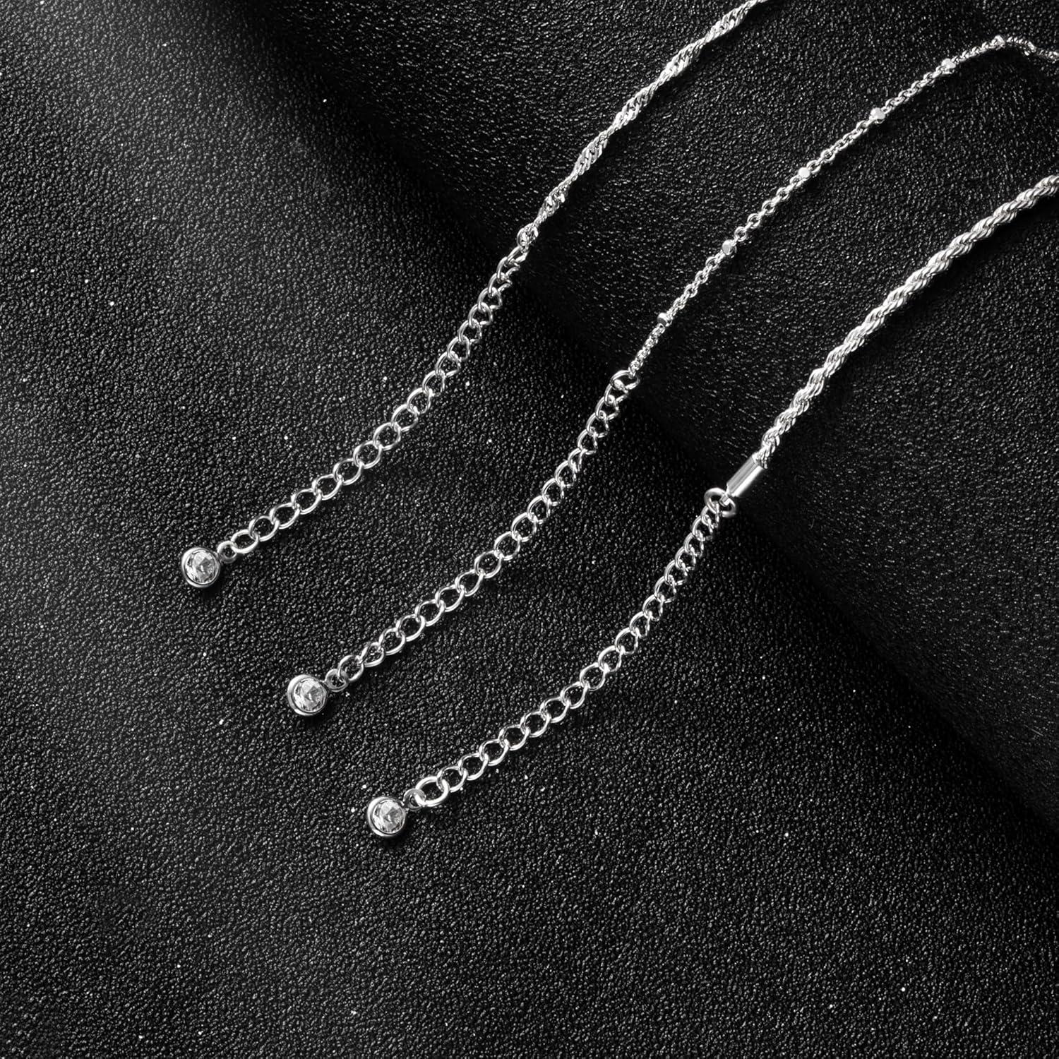 Conjunto de 3 Pulseras de Tobillo Risamil para Mujeres - Baño de Plata