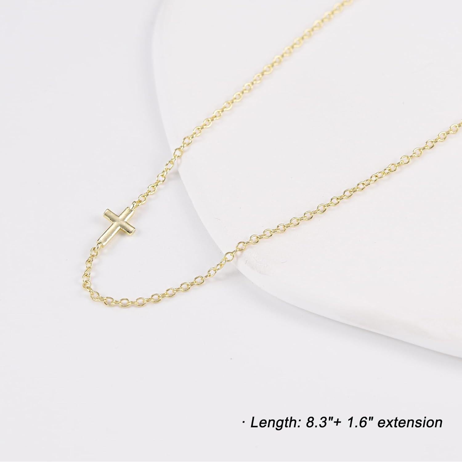 Tobillera dorada para mujeres 21 cm con cruz y extensión