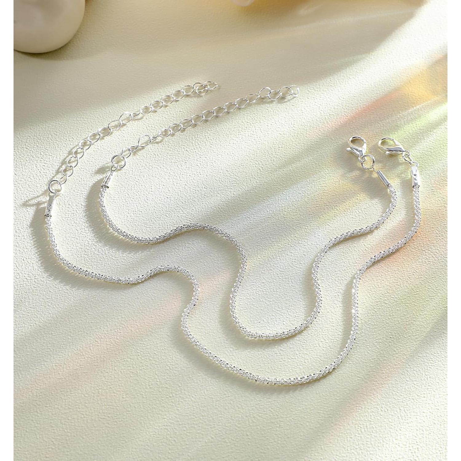 Tobilleras de Plata Esterlina Ajustables para Mujeres - Impermeables