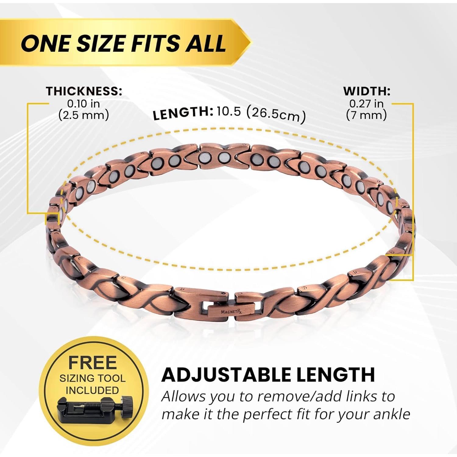 Tobillera Magnética de Cobre MagnetRX para Mujeres - 26.5 cm