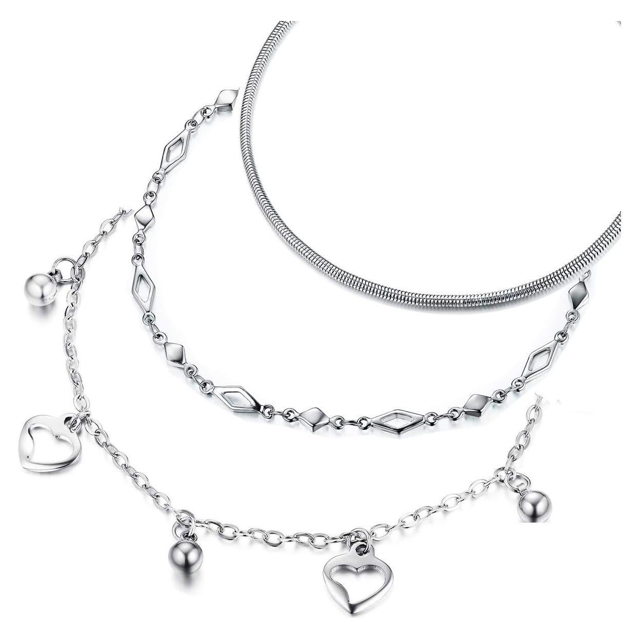 Juego de Pulseras de Tobillo Oro 14K Ajustable 20.8 cm Mujeres