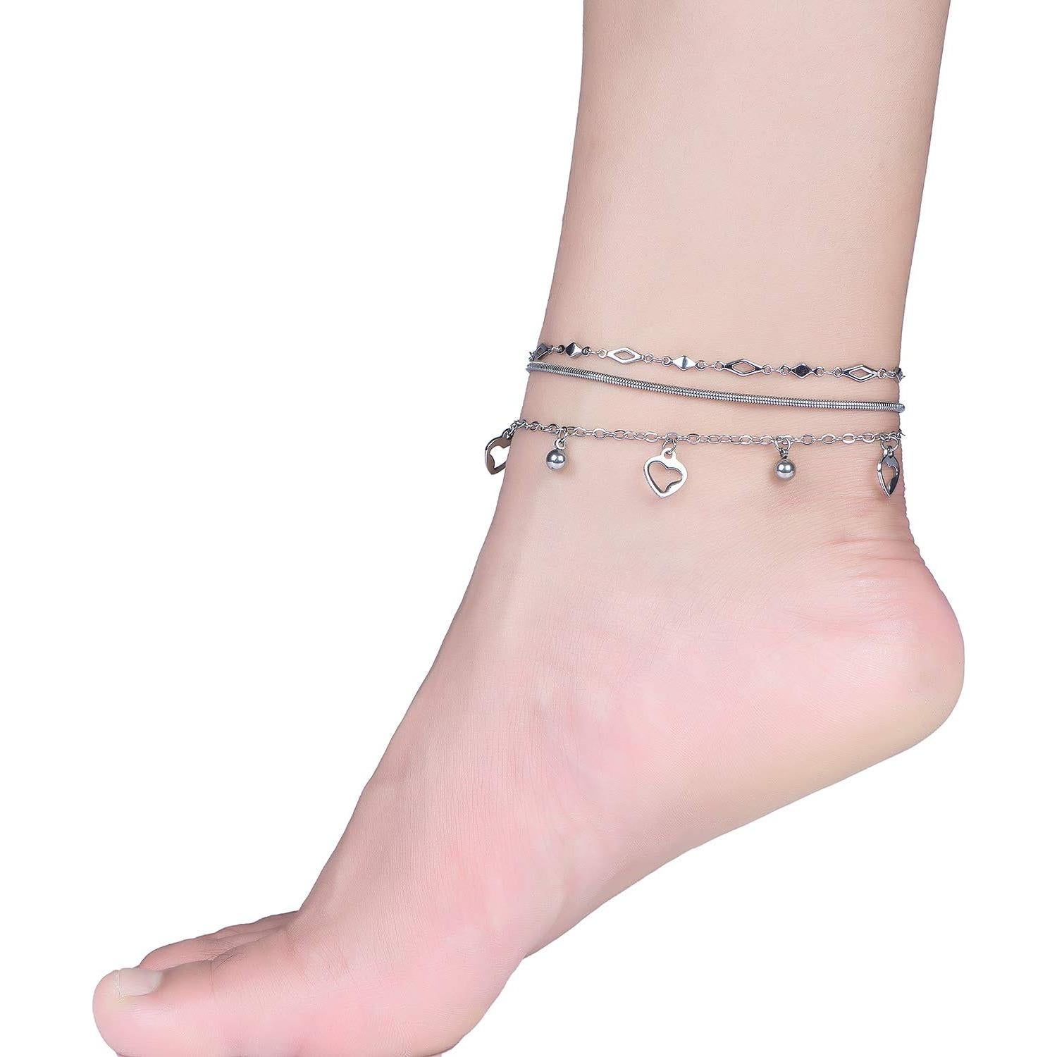 Juego de Pulseras de Tobillo Oro 14K Ajustable 20.8 cm Mujeres