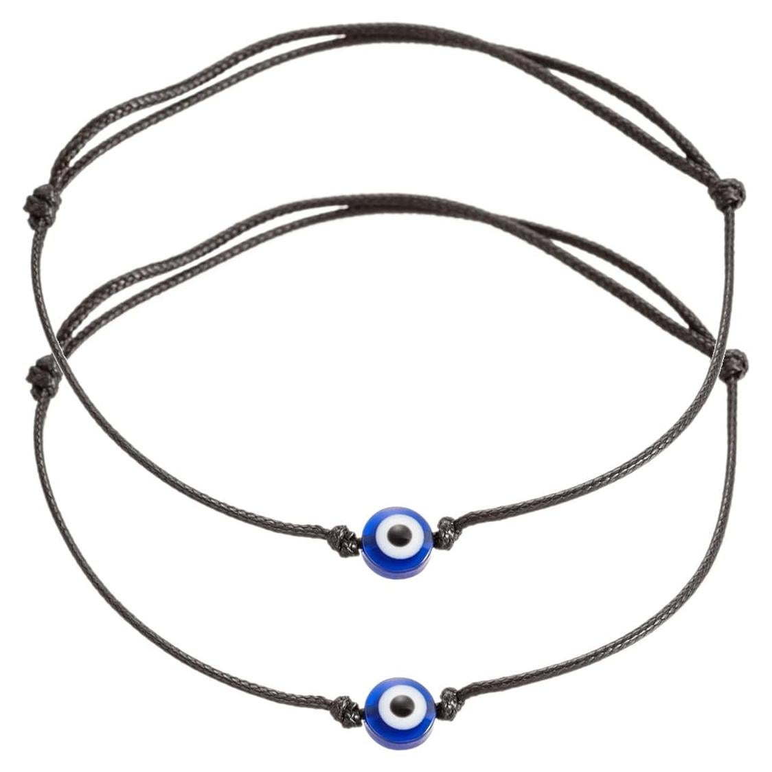 Pulsera de Tobillo Ojo Maligno 2PCS Hechas a Mano 17.5-35cm
