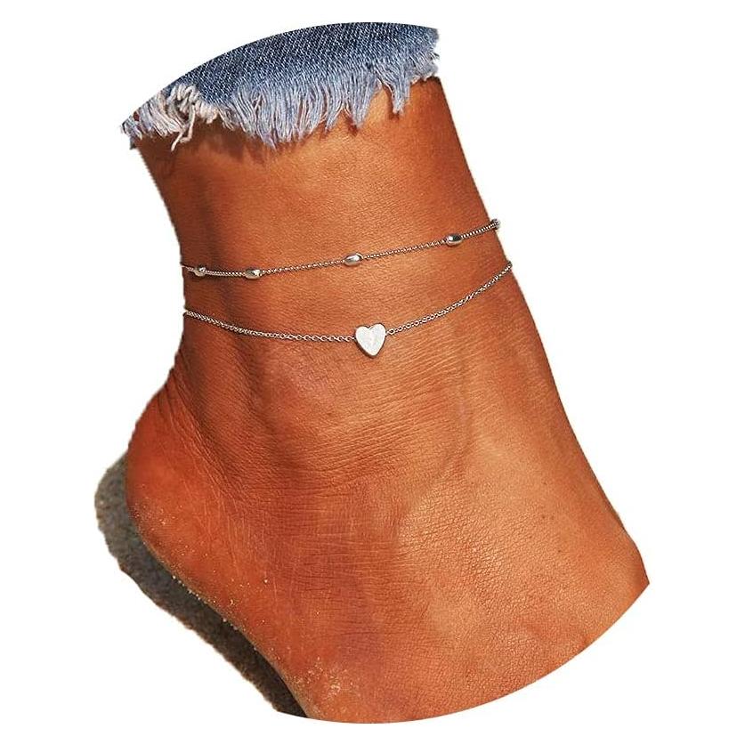 Pulsera de Tobillo en Capas Artmiss para Mujeres con Corazón
