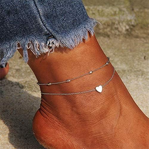 Pulsera de Tobillo en Capas Artmiss para Mujeres con Corazón