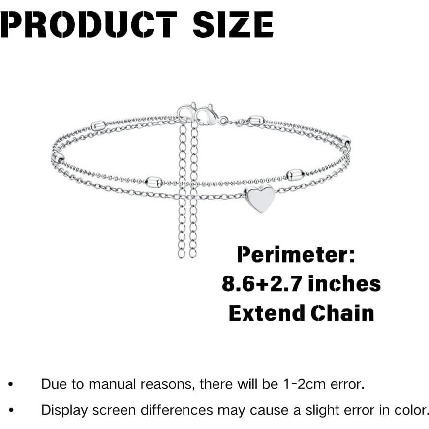 Pulsera de Tobillo en Capas Artmiss para Mujeres con Corazón