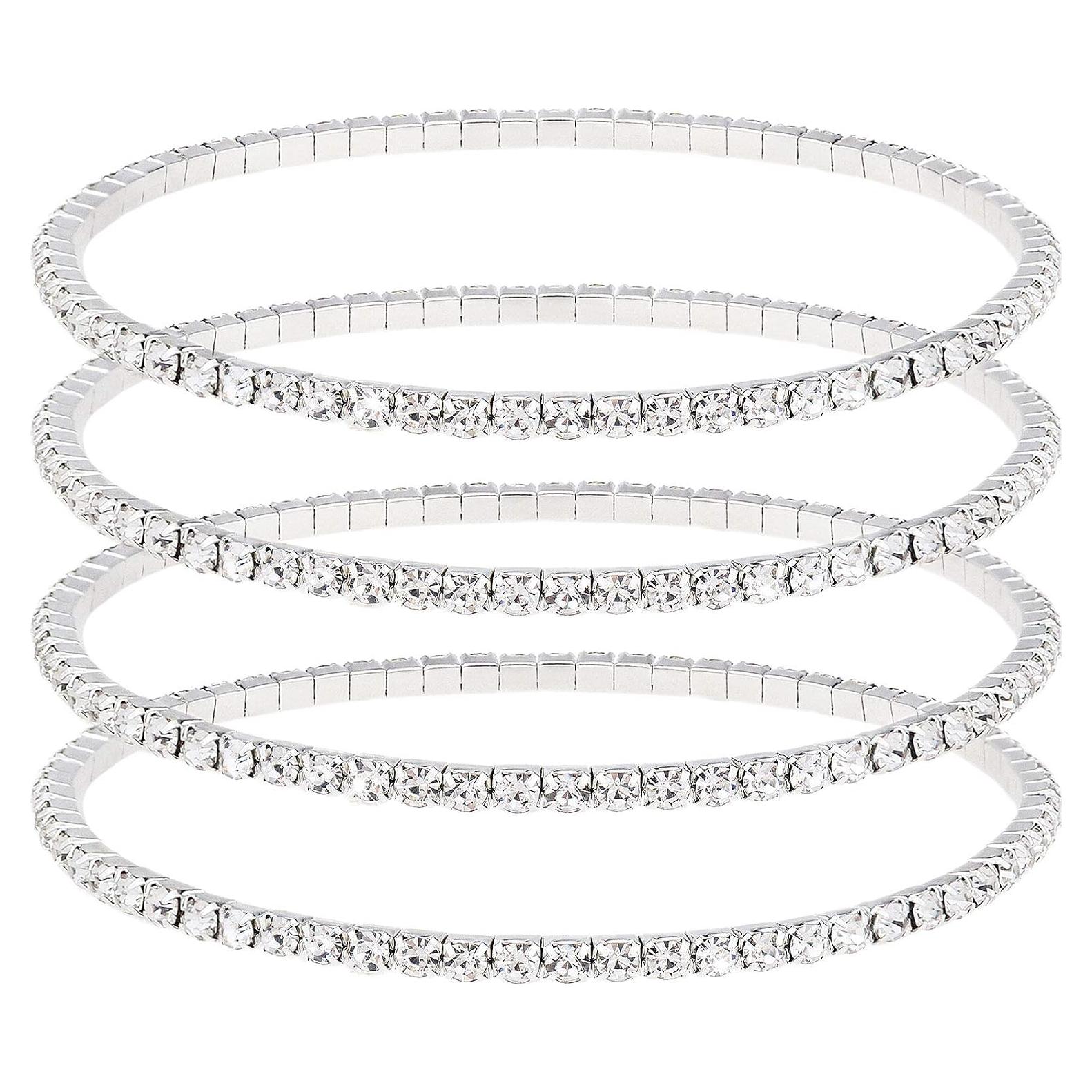 4 Tobilleras Elásticas de Cristal Wovanoo para Mujeres