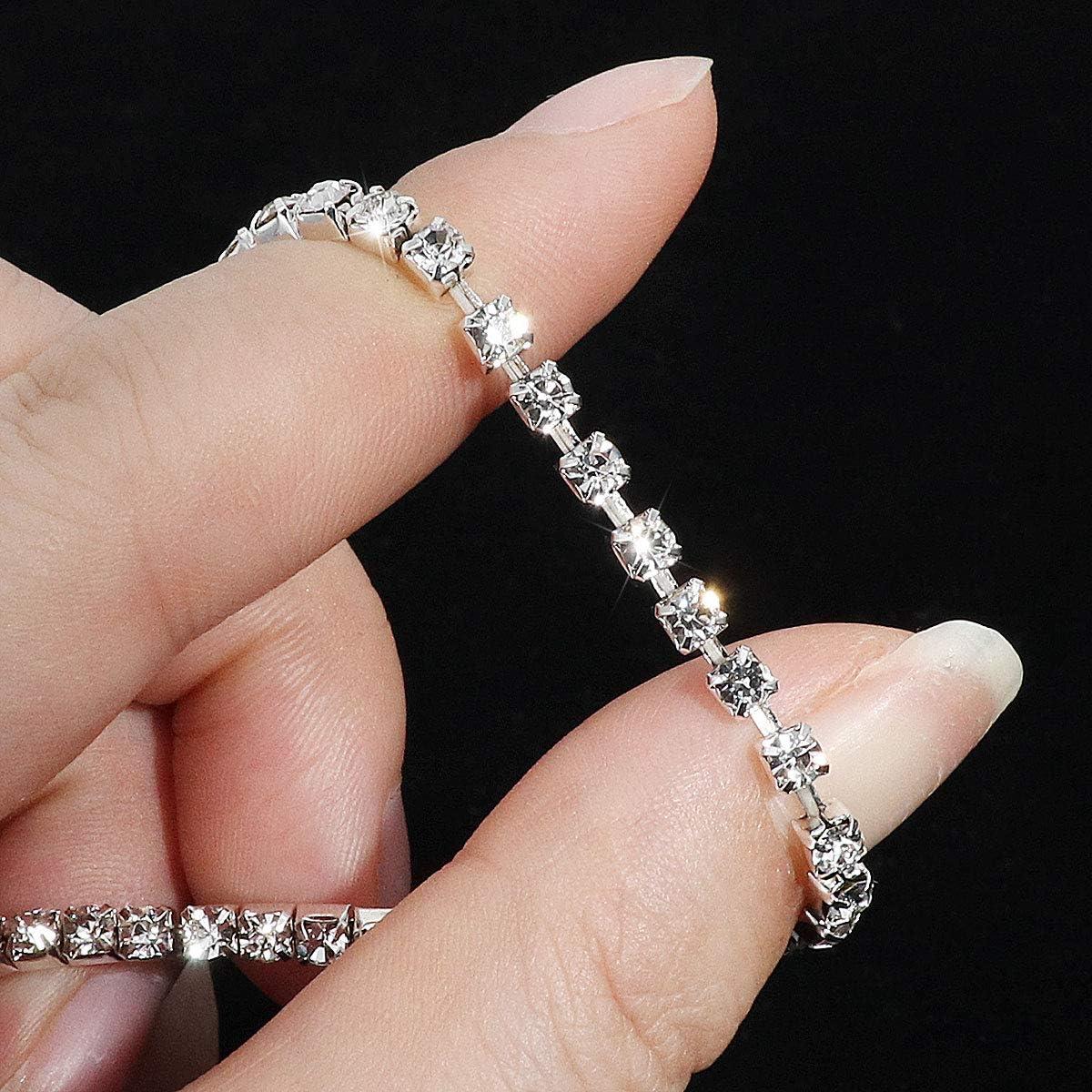 4 Tobilleras Elásticas de Cristal Wovanoo para Mujeres