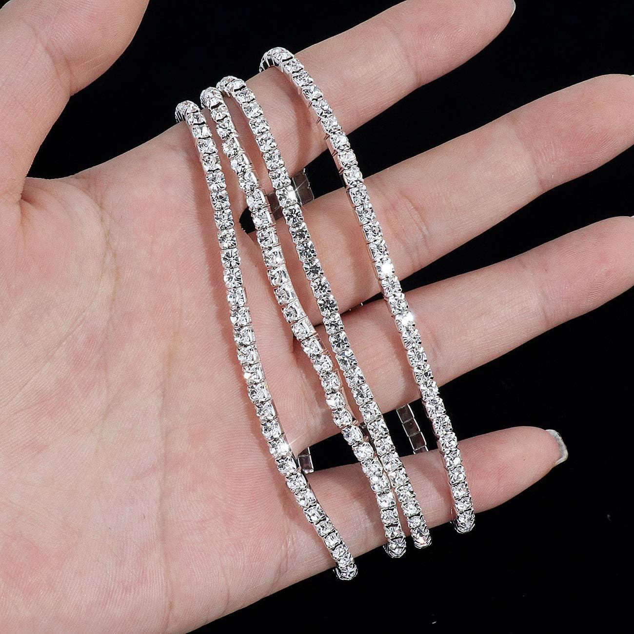 4 Tobilleras Elásticas de Cristal Wovanoo para Mujeres