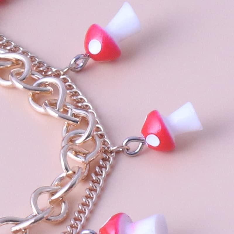 Pulsera Tobillera Doble Capa Rrdaily Hongo Roja 18cm