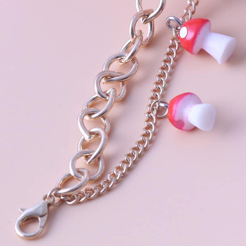 Pulsera Tobillera Doble Capa Rrdaily Hongo Roja 18cm