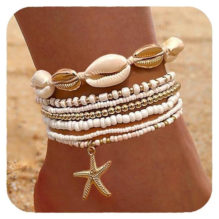Tobilleras Boho Nanafast para Mujeres con Conchas y Estrellas