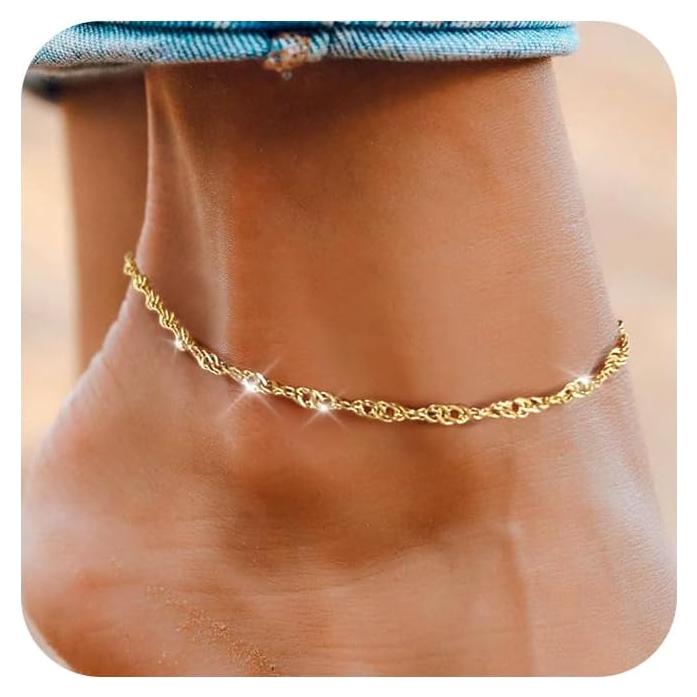 Tobillera de Oro 14k Me&Hz Ajustable Hipoalergénica 20.32 cm