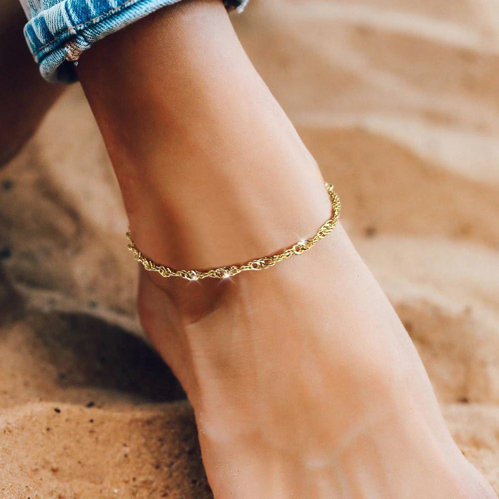 Tobillera de Oro 14k Me&Hz Ajustable Hipoalergénica 20.32 cm