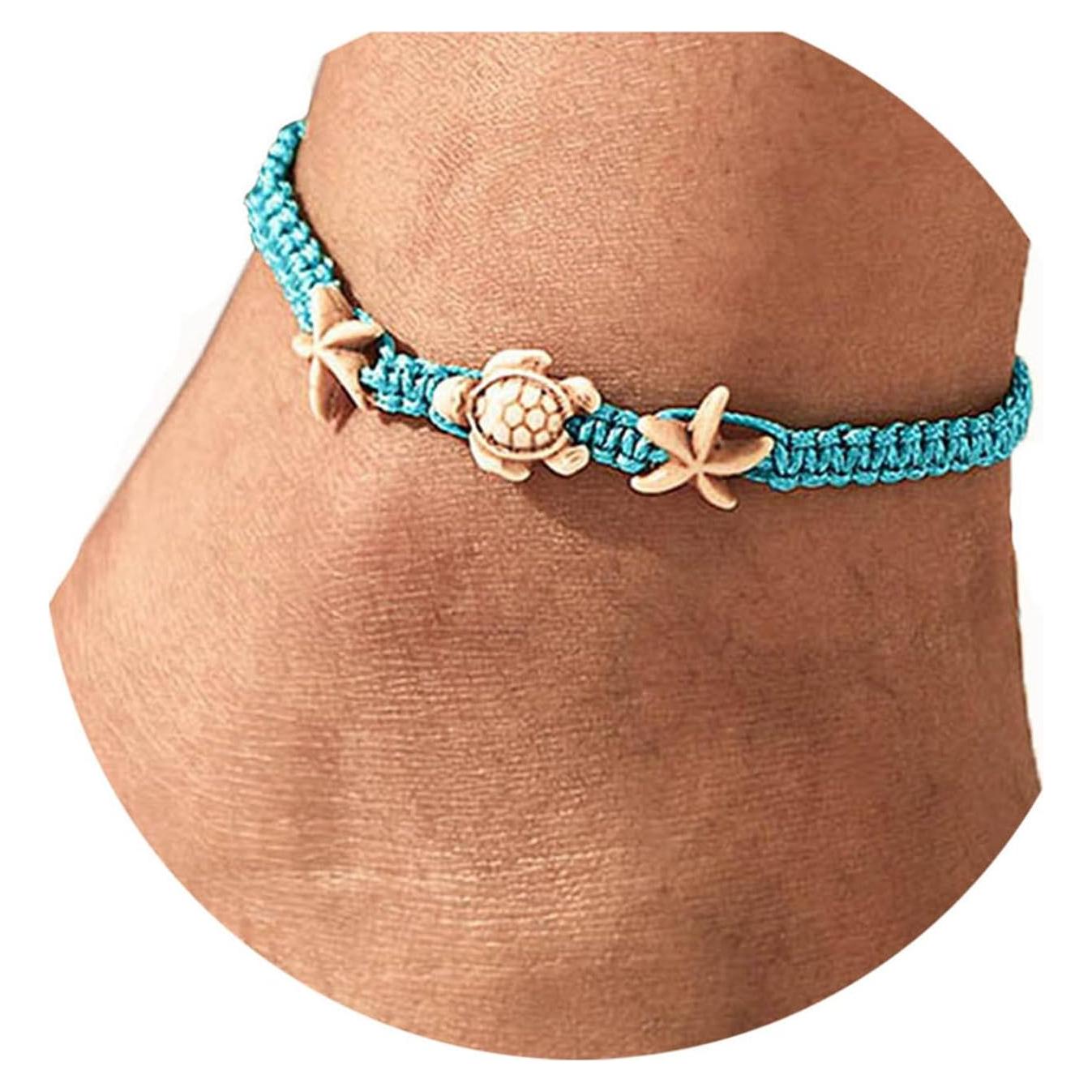Pulsera de Tobillo Yokawe Tortuga Azul 22 cm Ajustable