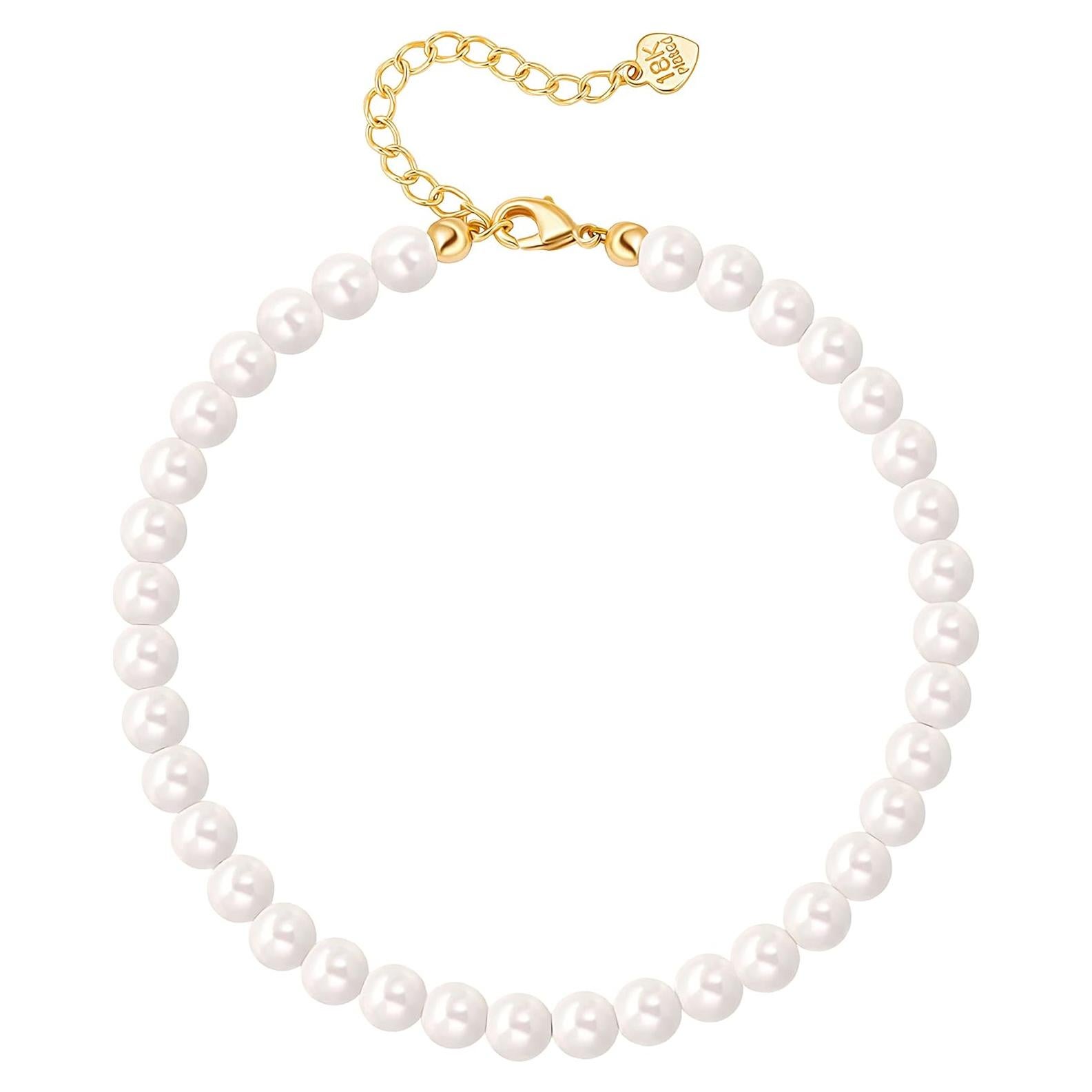 Pulsera de Tobillo Aobei Pearl de Perlas Blancas Ajustable