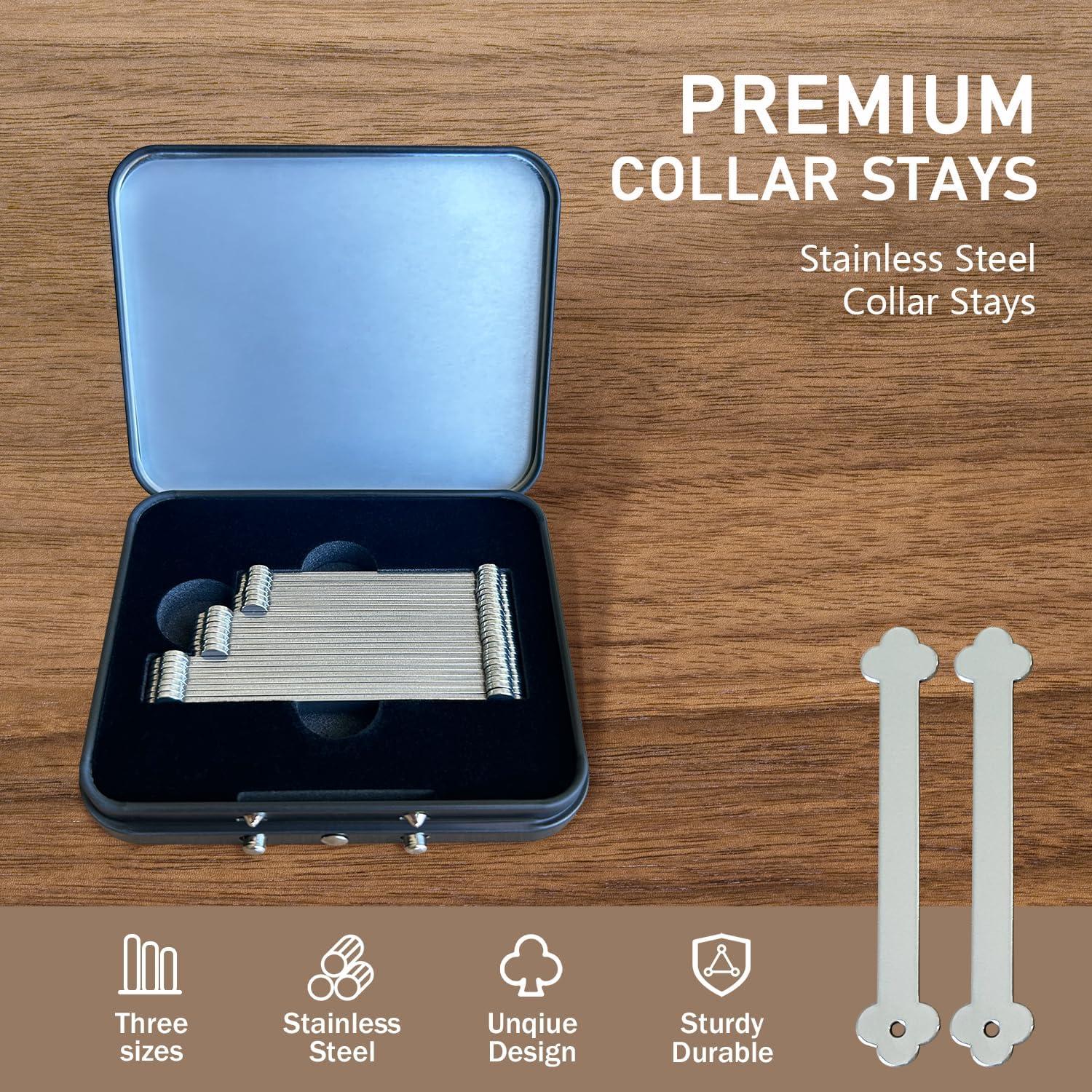 Permanentes para Cuellos de Camisas de Vestir ThreeLeaves - 24 Piezas de Acero Inoxidable