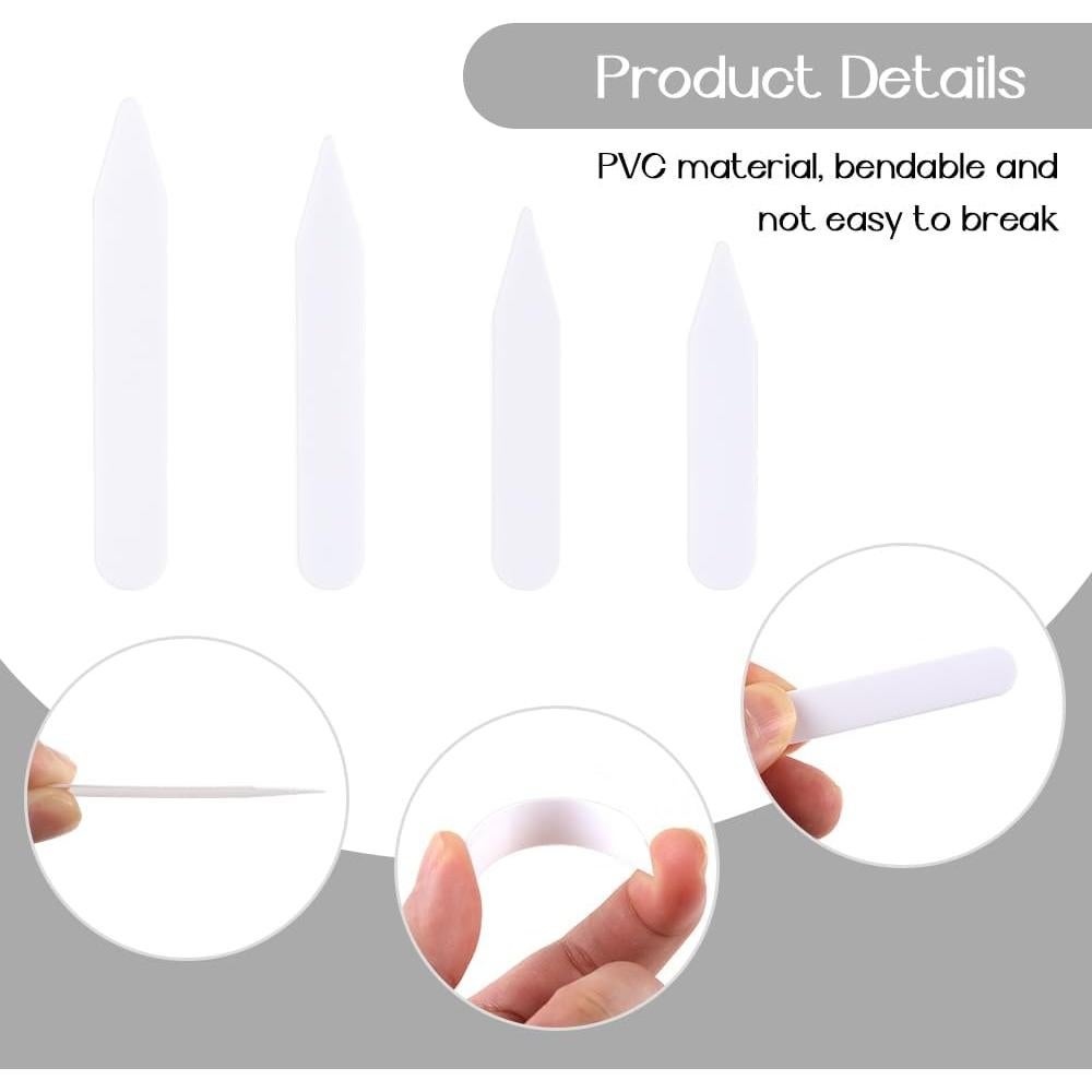 Collares de Plástico para Camisas de Hombre 100 Pcs - 4 Tamaños