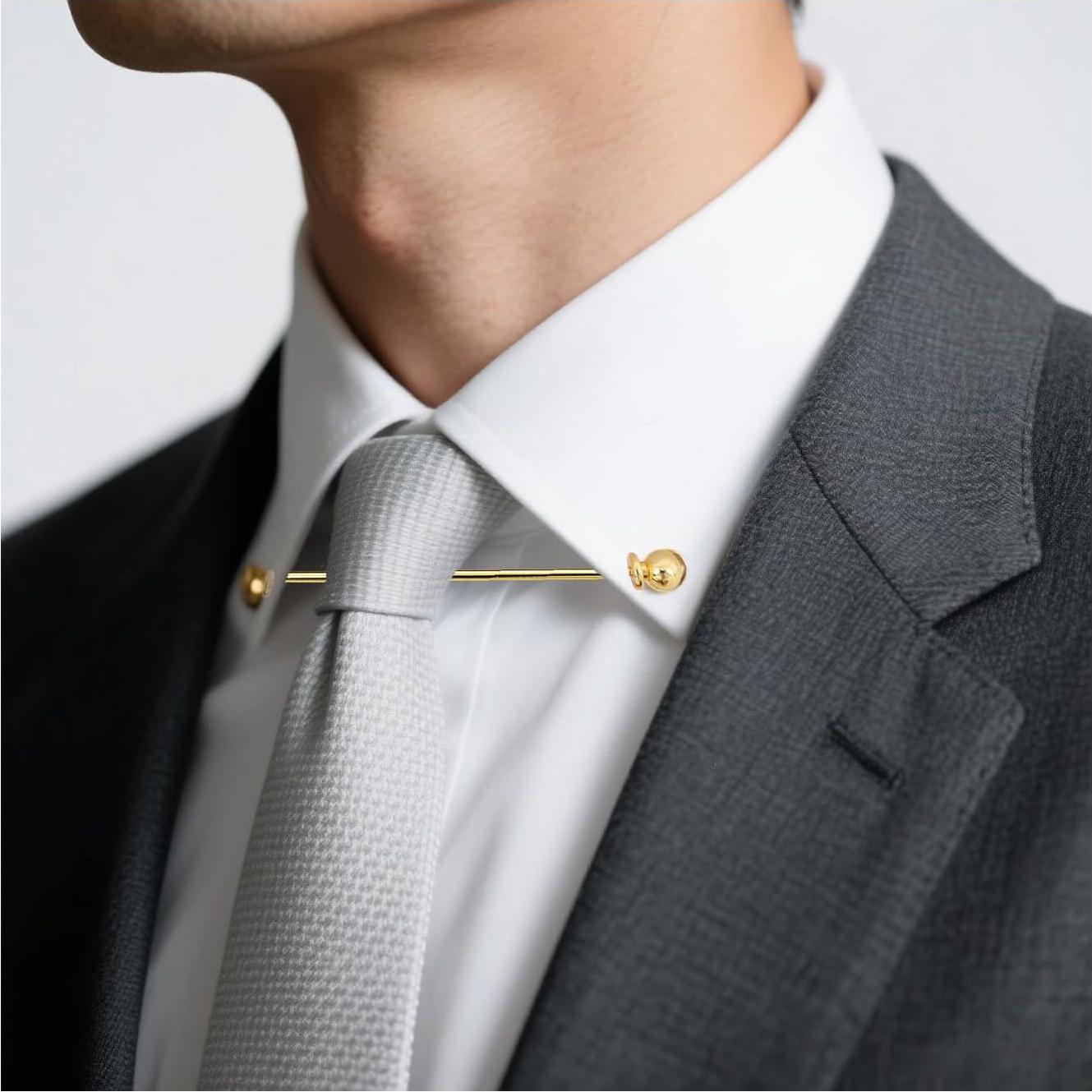 Juego de 2 Pines de Collar para Hombre Oro y Plata 6.5 cm