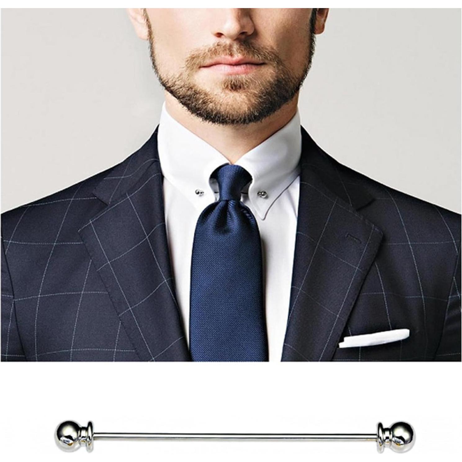 Juego de 2 Pines de Collar para Hombre Oro y Plata 6.5 cm