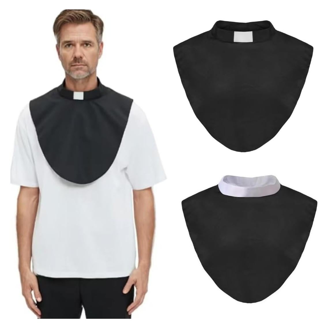 Collar Clerical Unisex Negro con Inserto Blanco - 2 Piezas