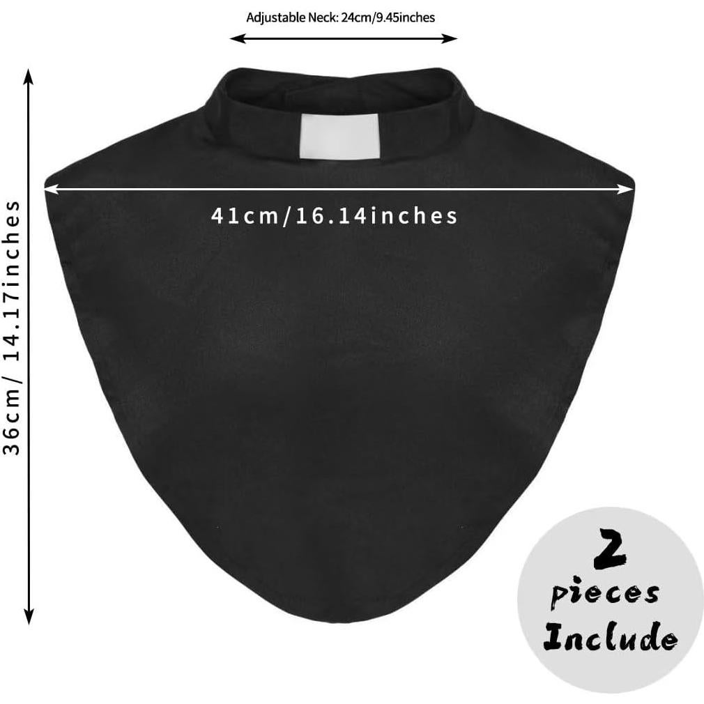 Collar Clerical Unisex Negro con Inserto Blanco - 2 Piezas