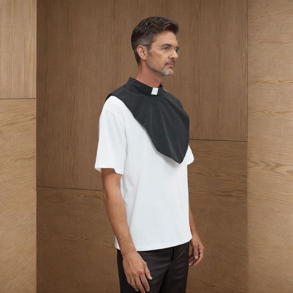 Collar Clerical Unisex Negro con Inserto Blanco - 2 Piezas