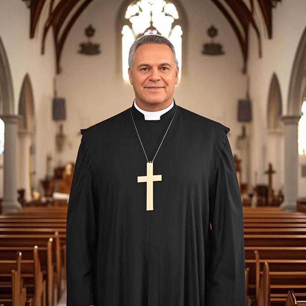 Collar Clerical Unisex Negro con Inserto Blanco - 2 Piezas