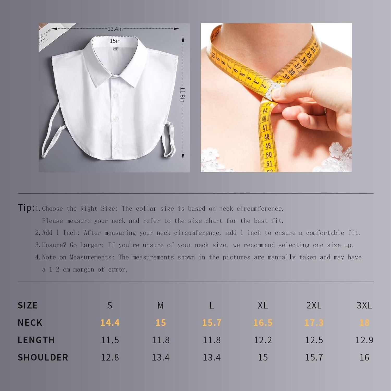 Cuello Desmontable Algodón Blanco Unisex - 6 Tamaños