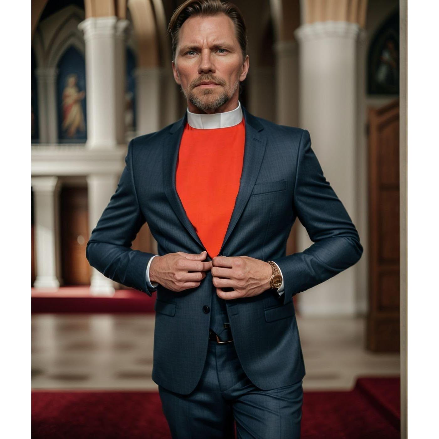 Disfraz Clerical Unisex Dickey Rojo para Pastor - Talla Única