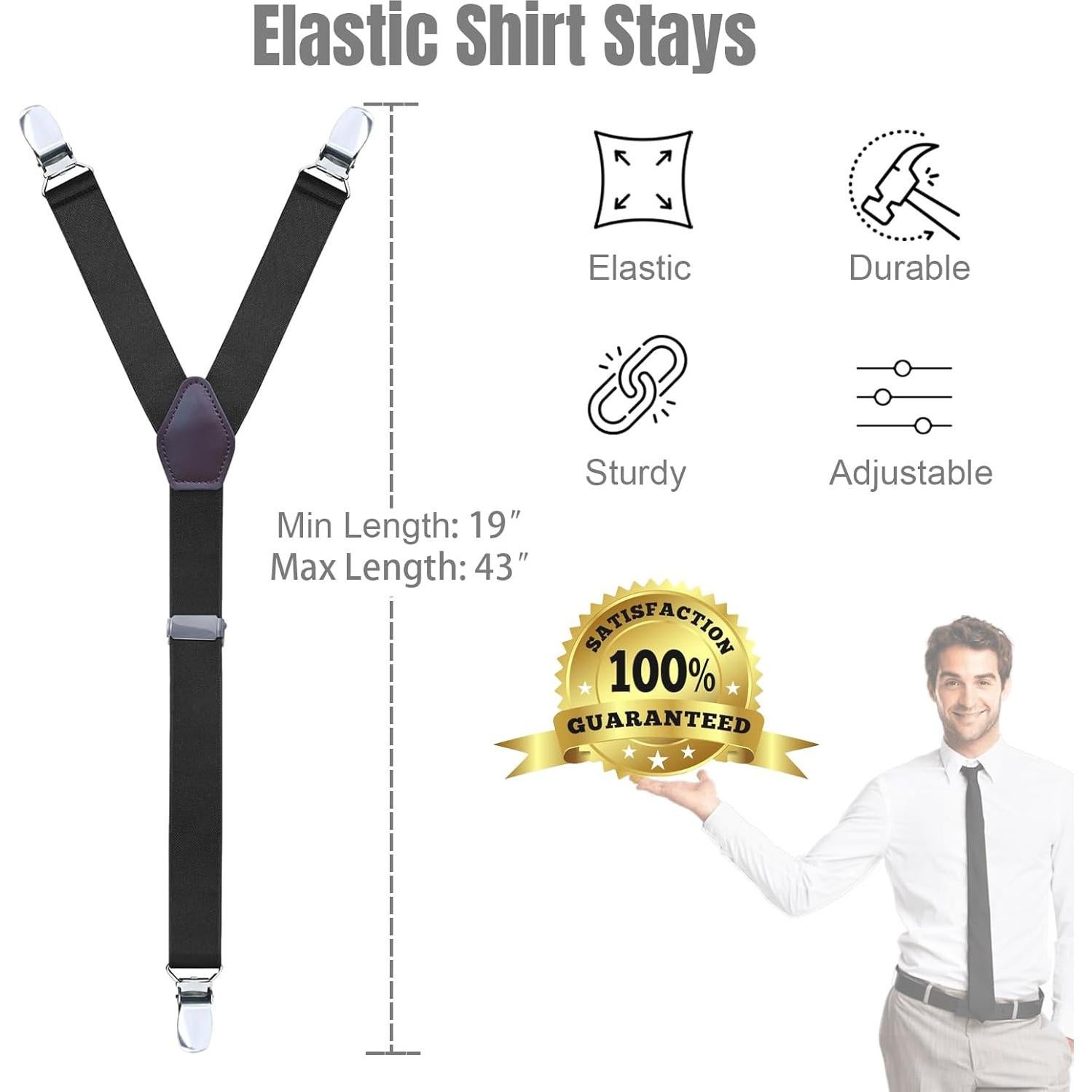 Soportes de Camisa Ajustables Tucker para Hombres - 1 Par