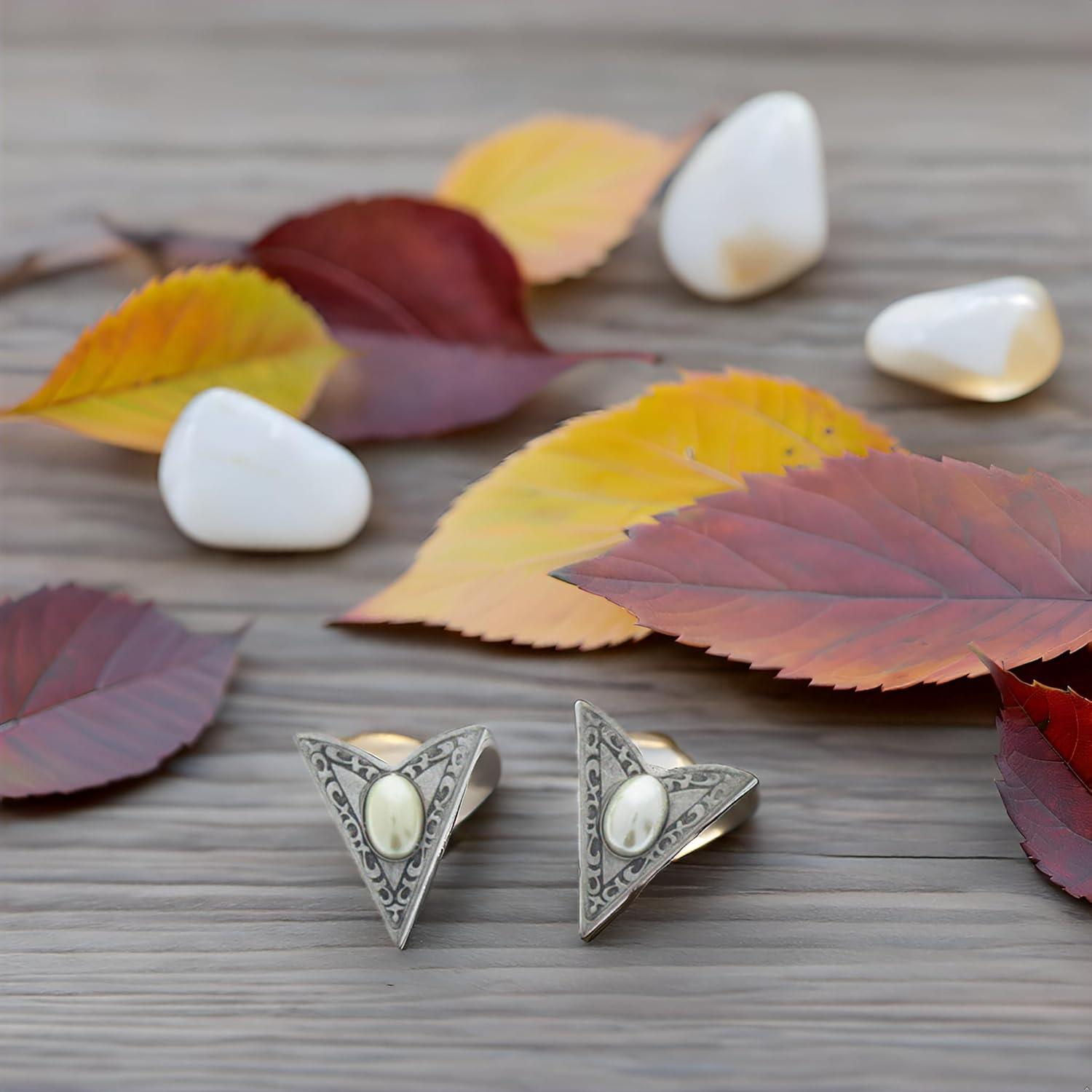 HHH Designs Antique Silver Collar Tips - Western Collar Stays - Silver Finish White Stone Collar Tips for Men and Women - Made in USA